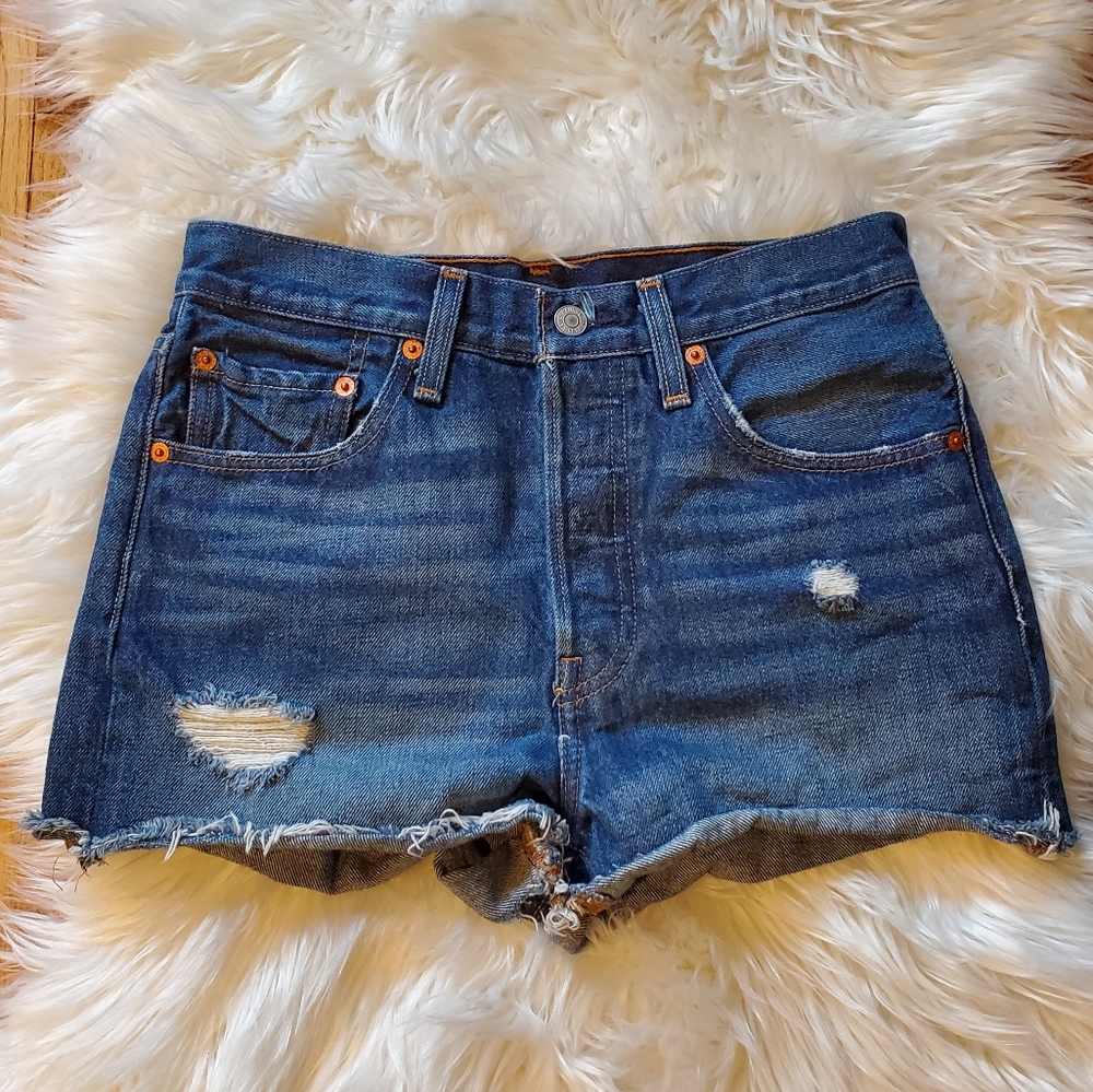 Levi's 501 High Rise Denim Shorts Sz 26